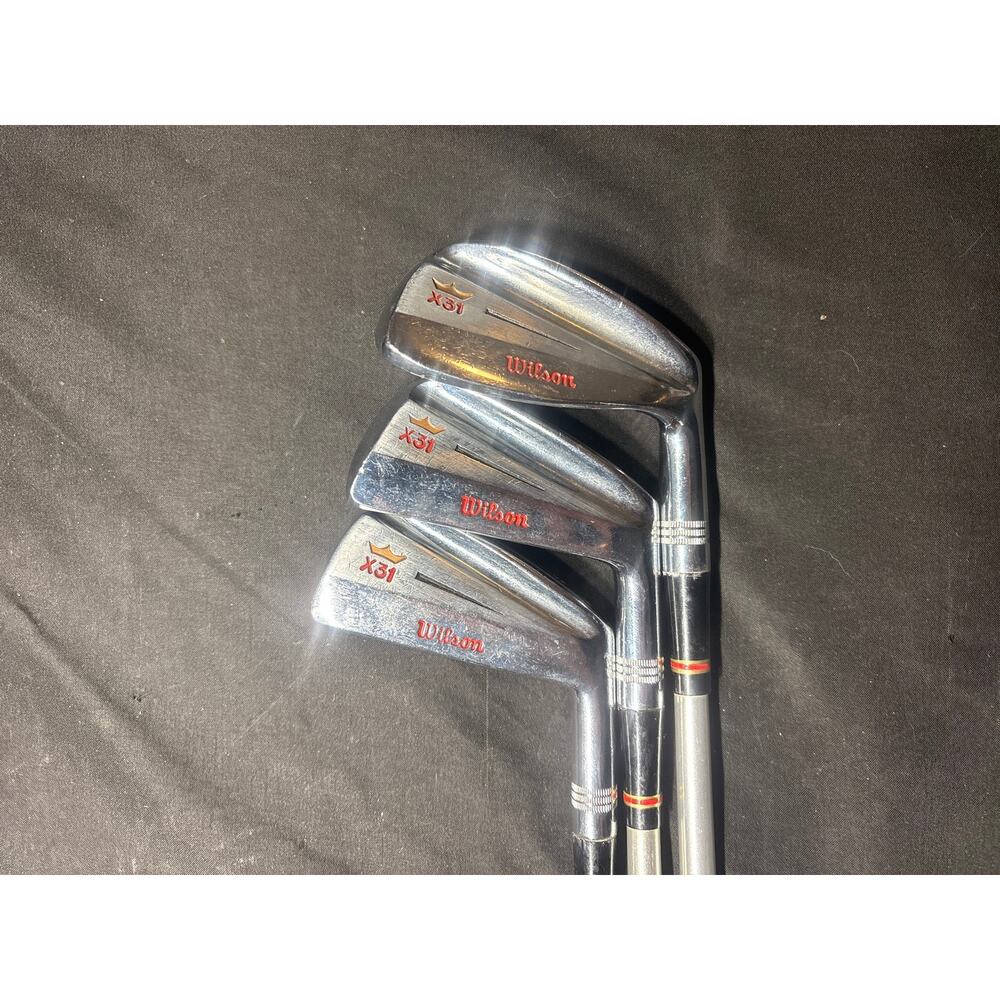 Vintage Wilson X-31 Irons Set 3 5 8 Power Groove Aluminum Shafts Leather Grips